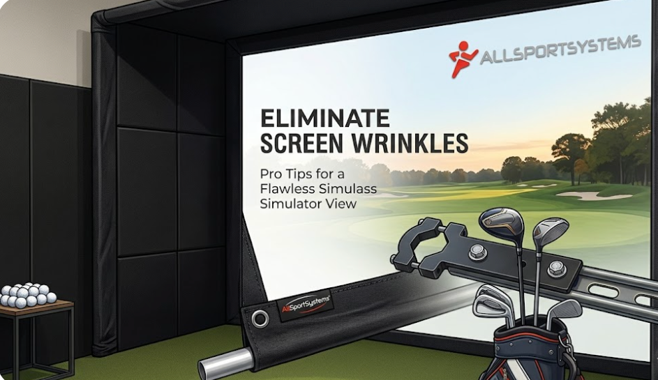 Eliminate golf sim impact screen wrinkles with AllSportSystems pocket option and SkyBridge