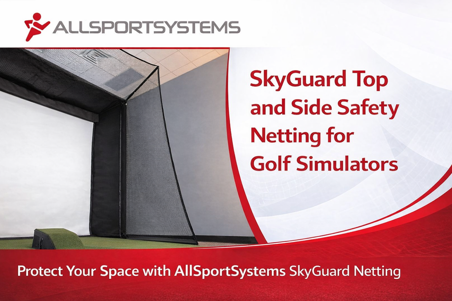 Top and Side Safety Netting for Golf Simulator Bays