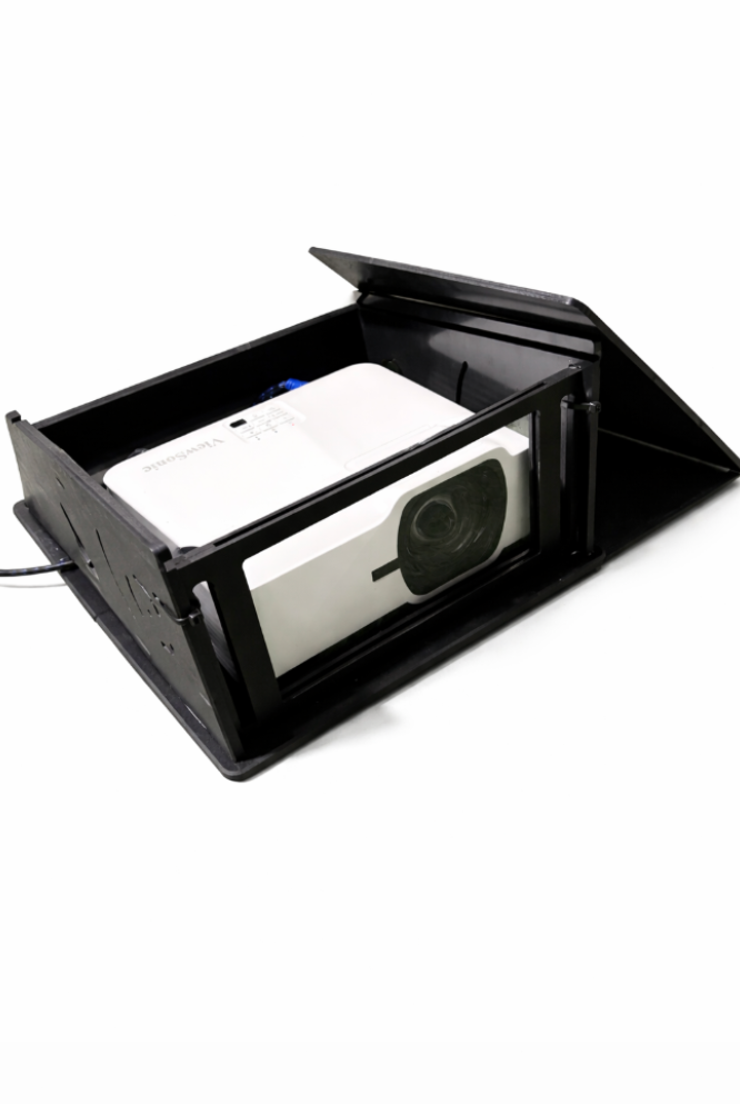 Inside look of the TerraShield, the best projector floor mount for golf simulators!