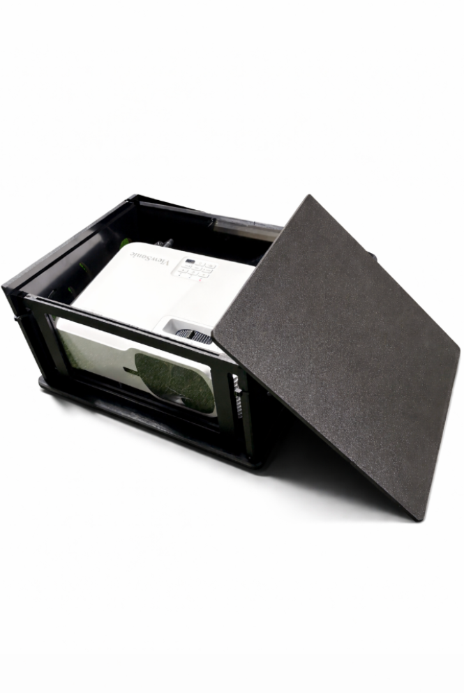 The secure floor mount enclosure for golf simulator projectors!