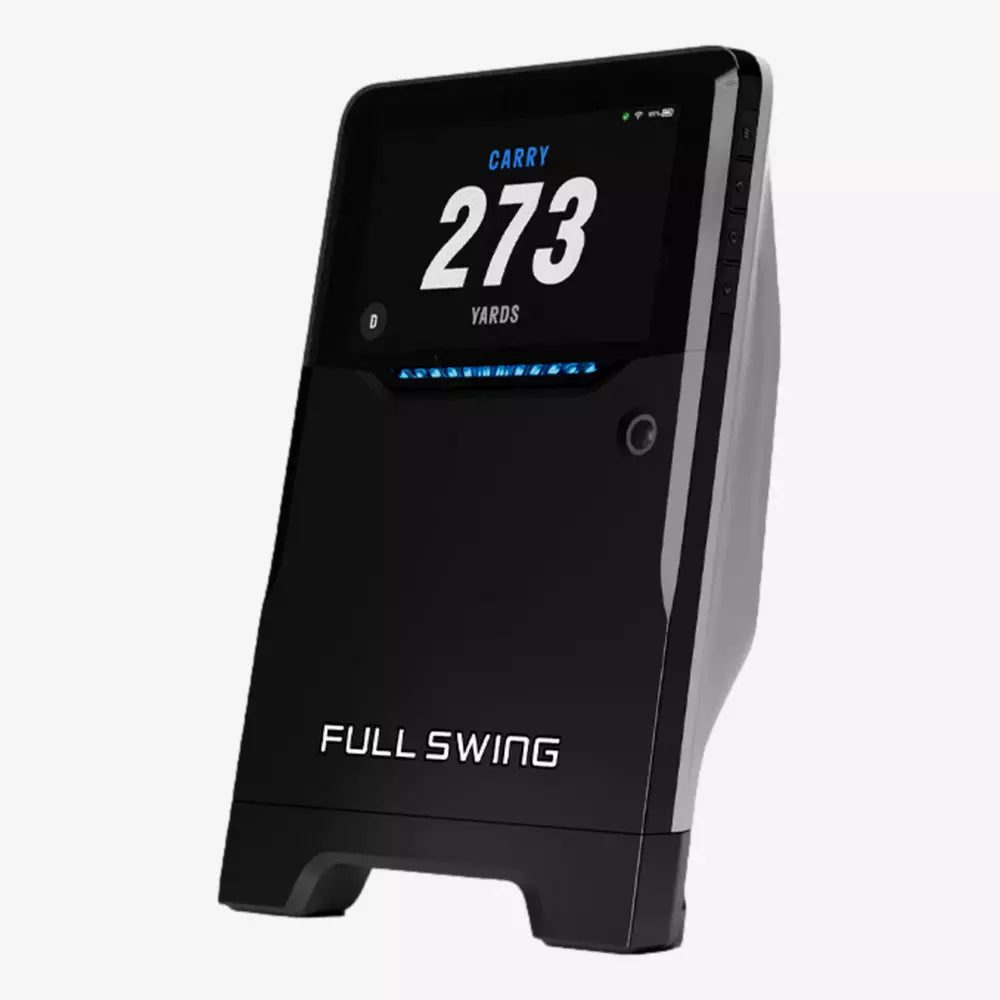 A Full Swing Golf KIT Launch Monitor shows "Carry 273 yards" with precision, featuring the "Full Swing Golf" branding below.
