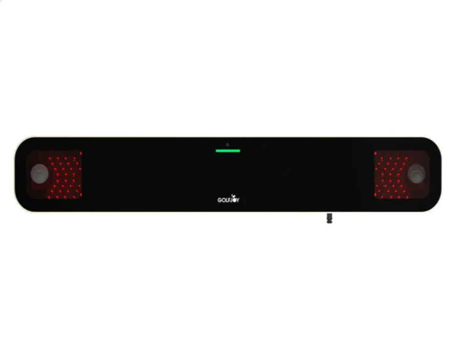 Front facing view of the GOLFJOY GR2 overhead home golf launch monitor.
