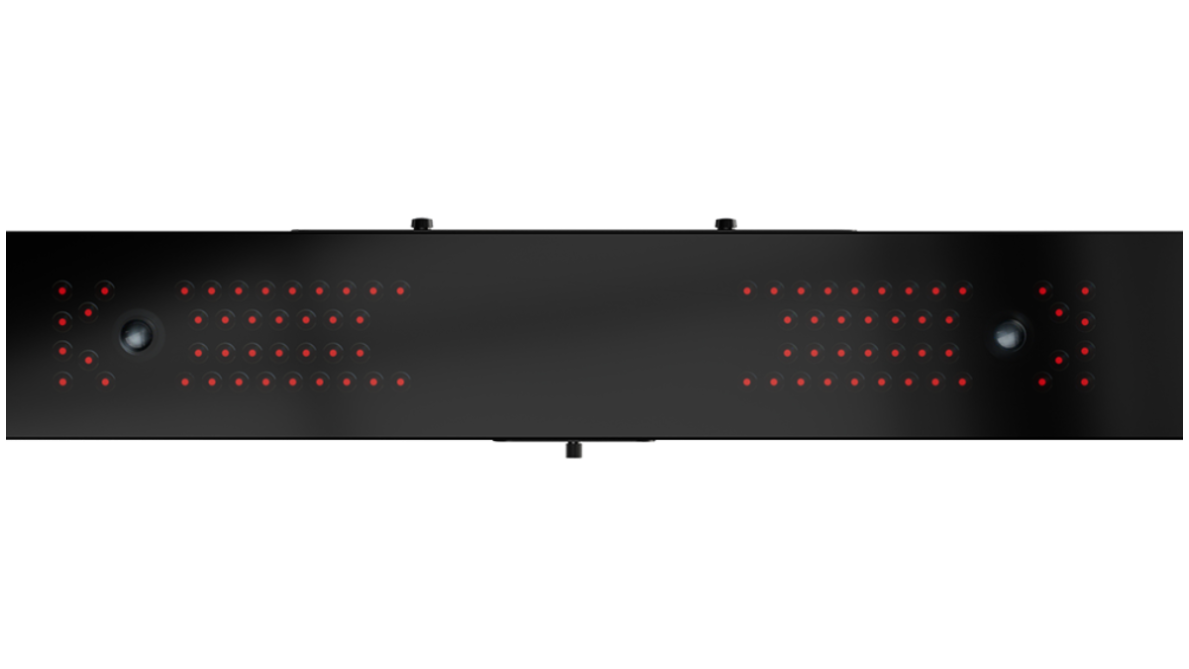 Uneekor EYE XR rear mounted golf sim launch monitor featuring a sleek, modern design for indoor home golf setups.