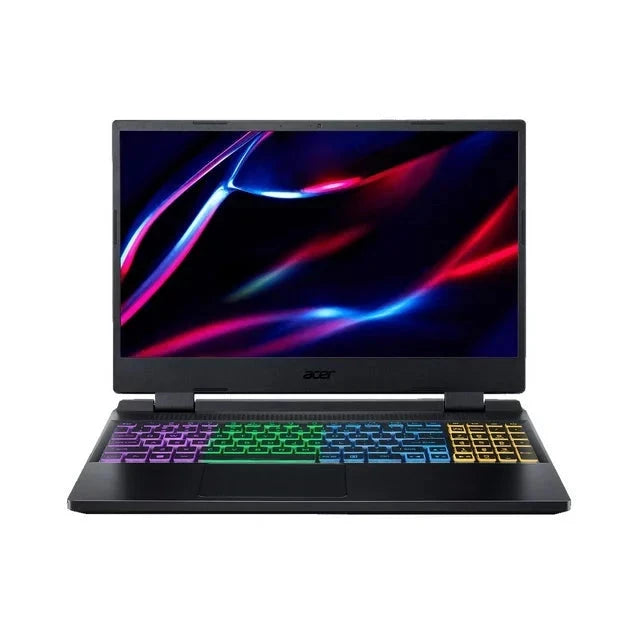 A custom gaming computer by AllSportSystems, featuring an RGB backlit keyboard and a vibrant abstract screen display, ideal for streaming highlights from their MotionView, Golf Simulators, and Nomad Coaching Systems.