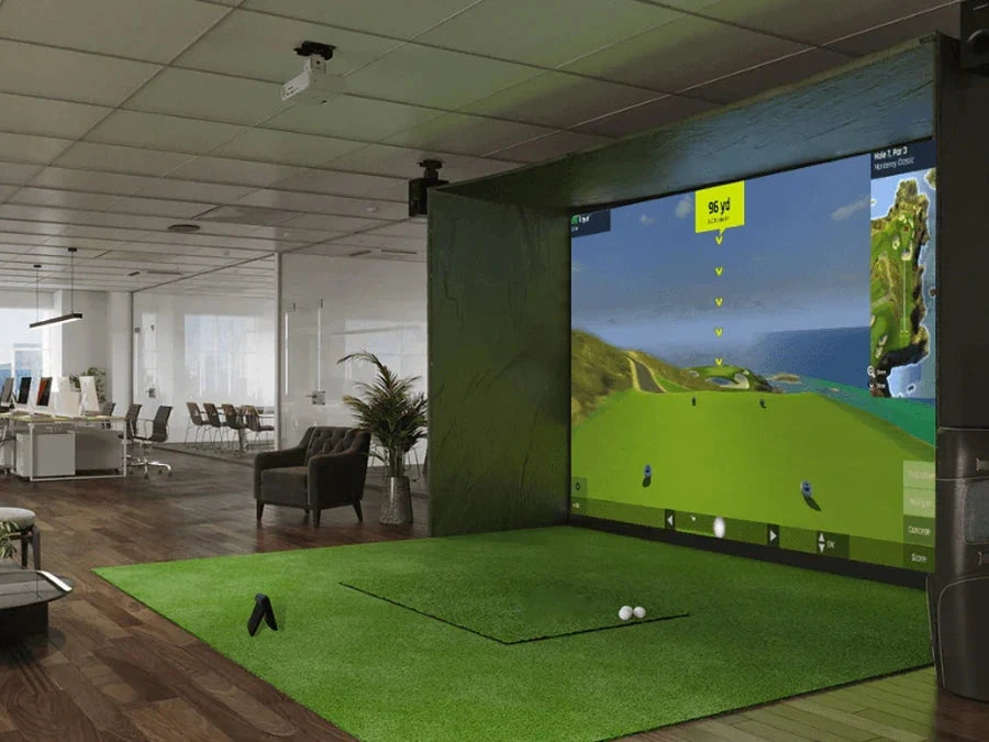 Affordable low cost golf simulators, enclosures and hitting impact screens by Allsportsystems