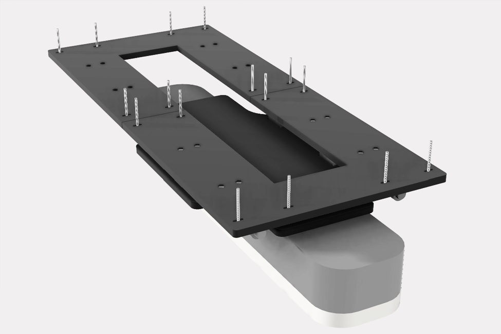 A heavy duty sliding track for any overhead golf launch monitor.