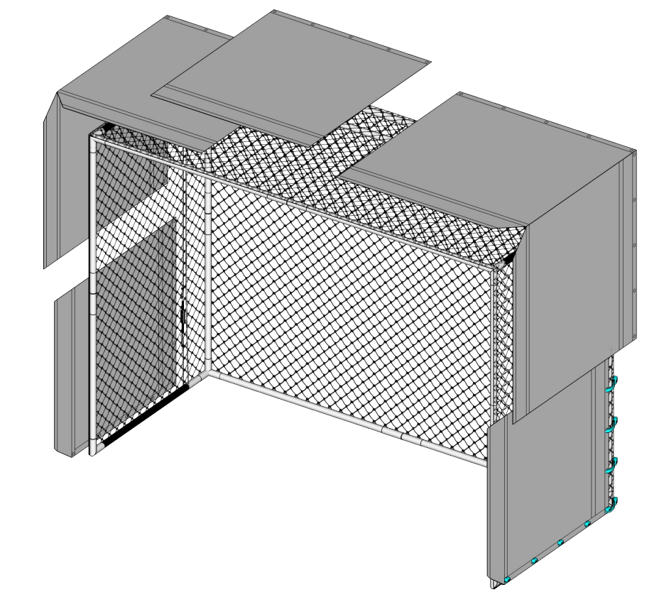 Super Bay golf simulator enclosure with multiple safety features and netting layers