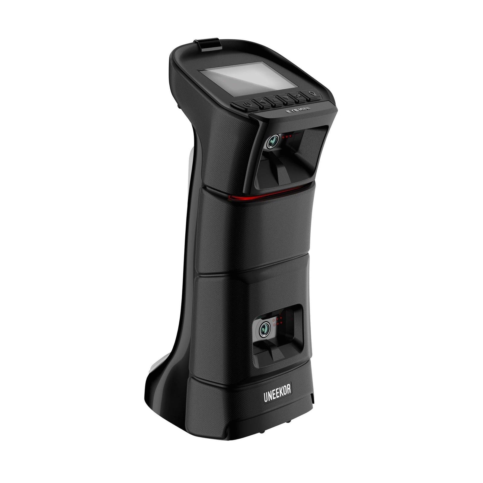 Uneekor EYE MINI portable Golf Launch Monitor with a screen.