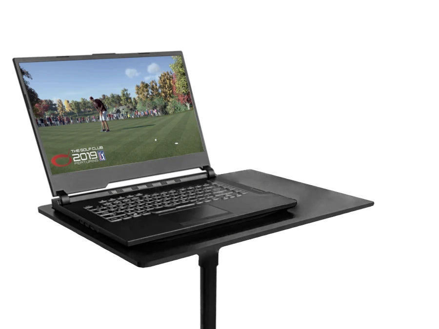 An AllSportSystems Preloaded Gaming Laptop with Stand for SkyTrak golf simulators and TGC software. Play real world courses for a fully immersive golf experience!
