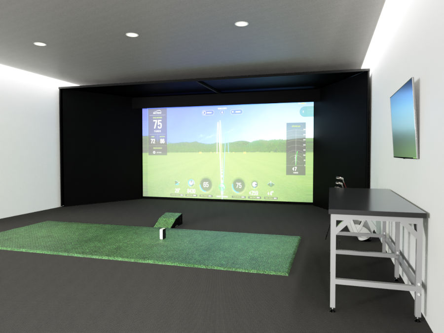An ALLSPORTSYSTEMS Commercial Golf Simulator Hitting Bay