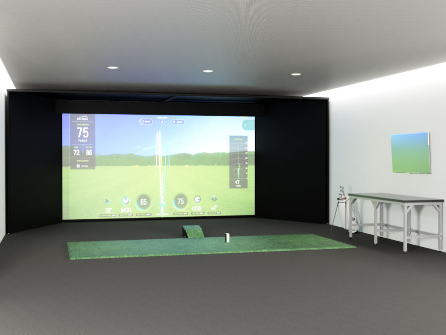 An ALLSPORTSYSTEMS Commercial Golf Simulator Hitting Bay