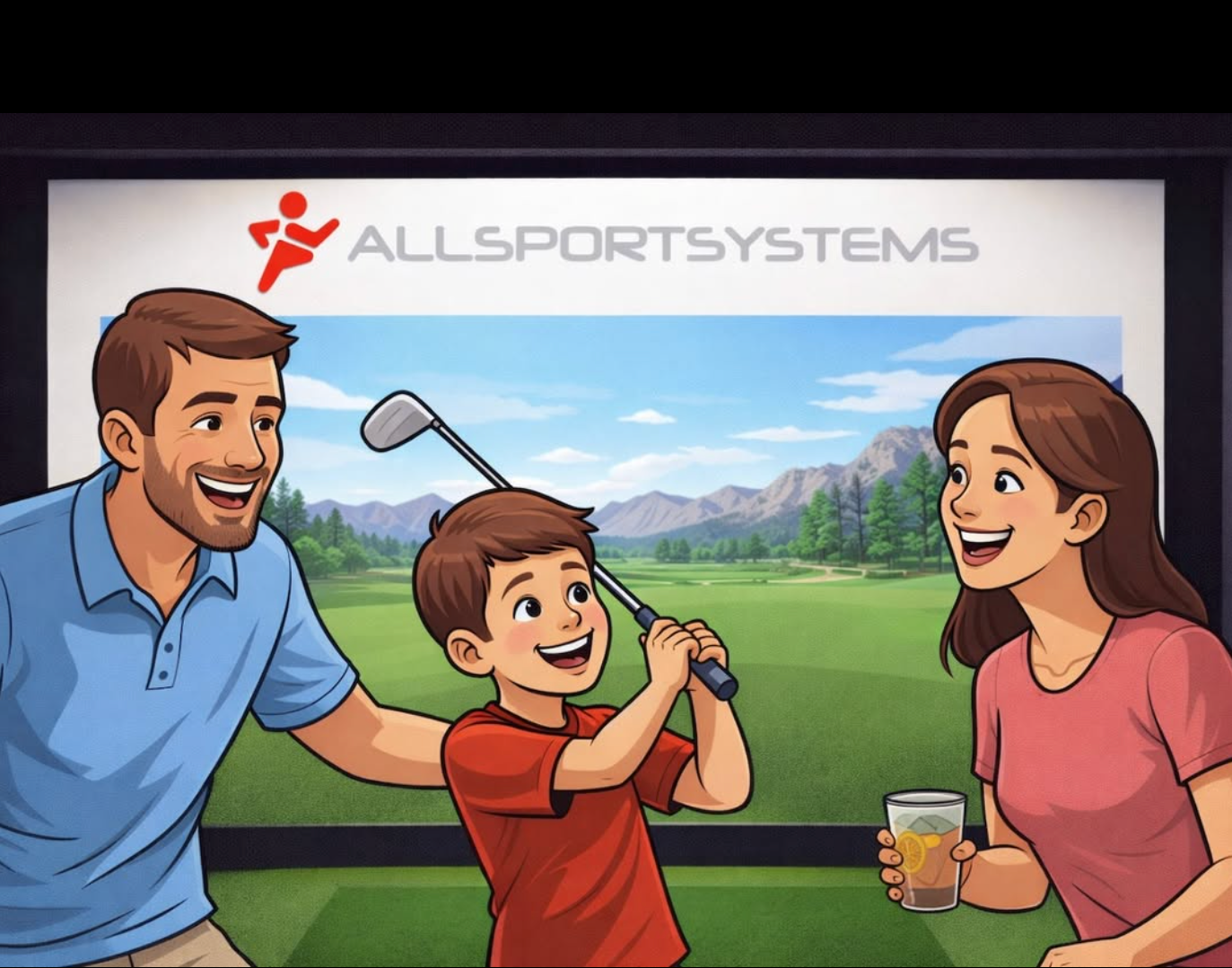 Great family time experience with AllSportSystems affordable golf simulator packages.
