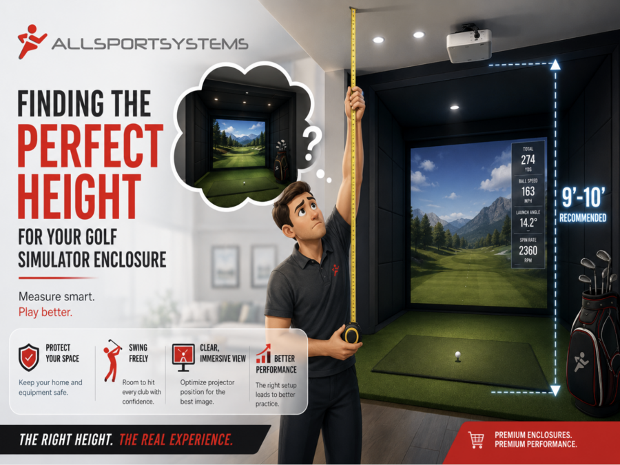Finding the optimal height for home golf simulator bay.