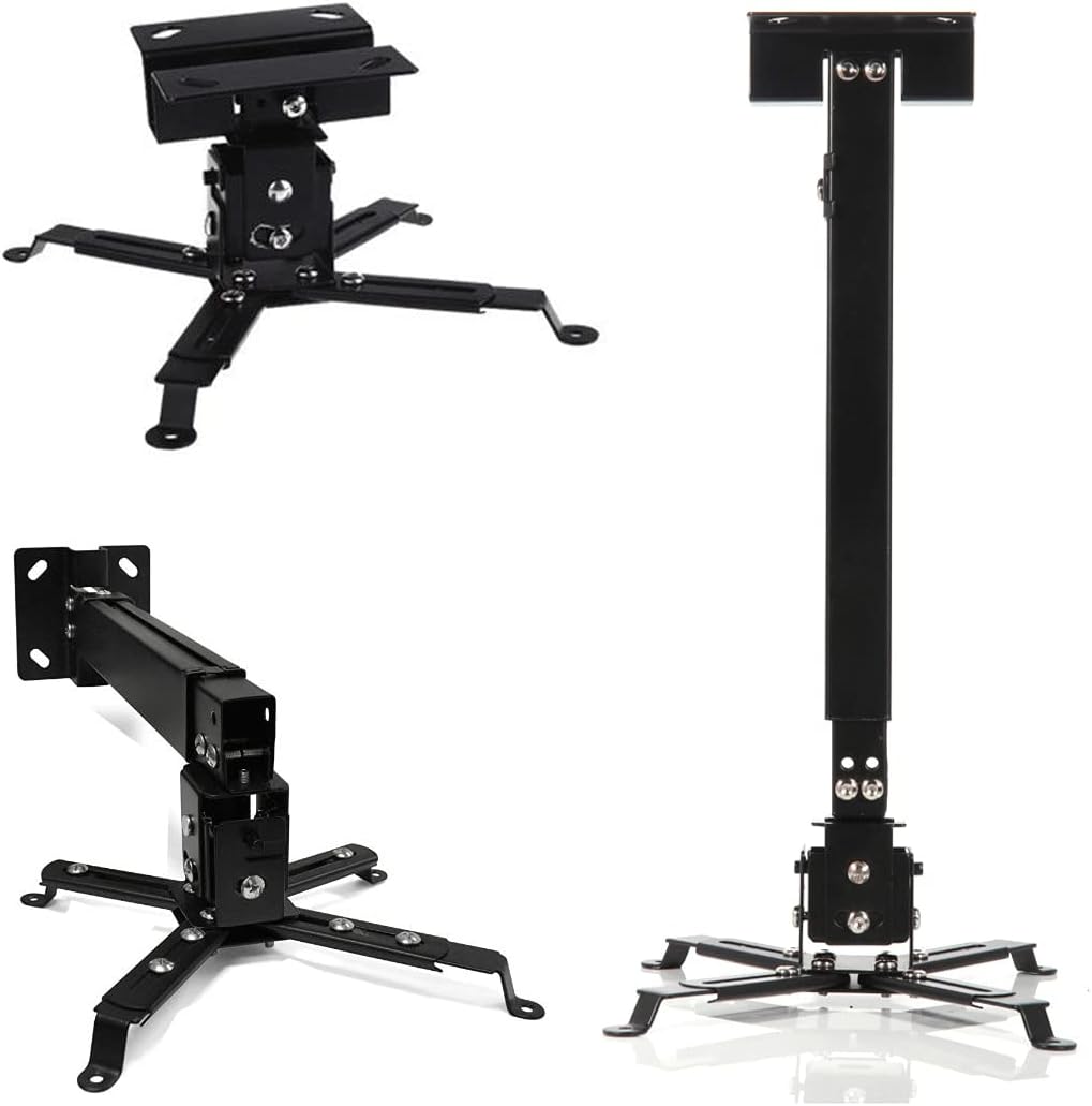 A black AllSportSystems Universal Golf Projector Ceiling Mount for ceiling or wall installation.