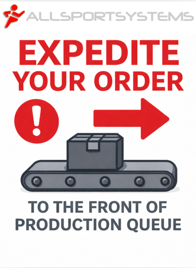 Order Upgrade - Expedite Your Golf Simulator!" promo shows a package on a conveyor belt with bold red text—perfect for golf simulator fans needing faster delivery.