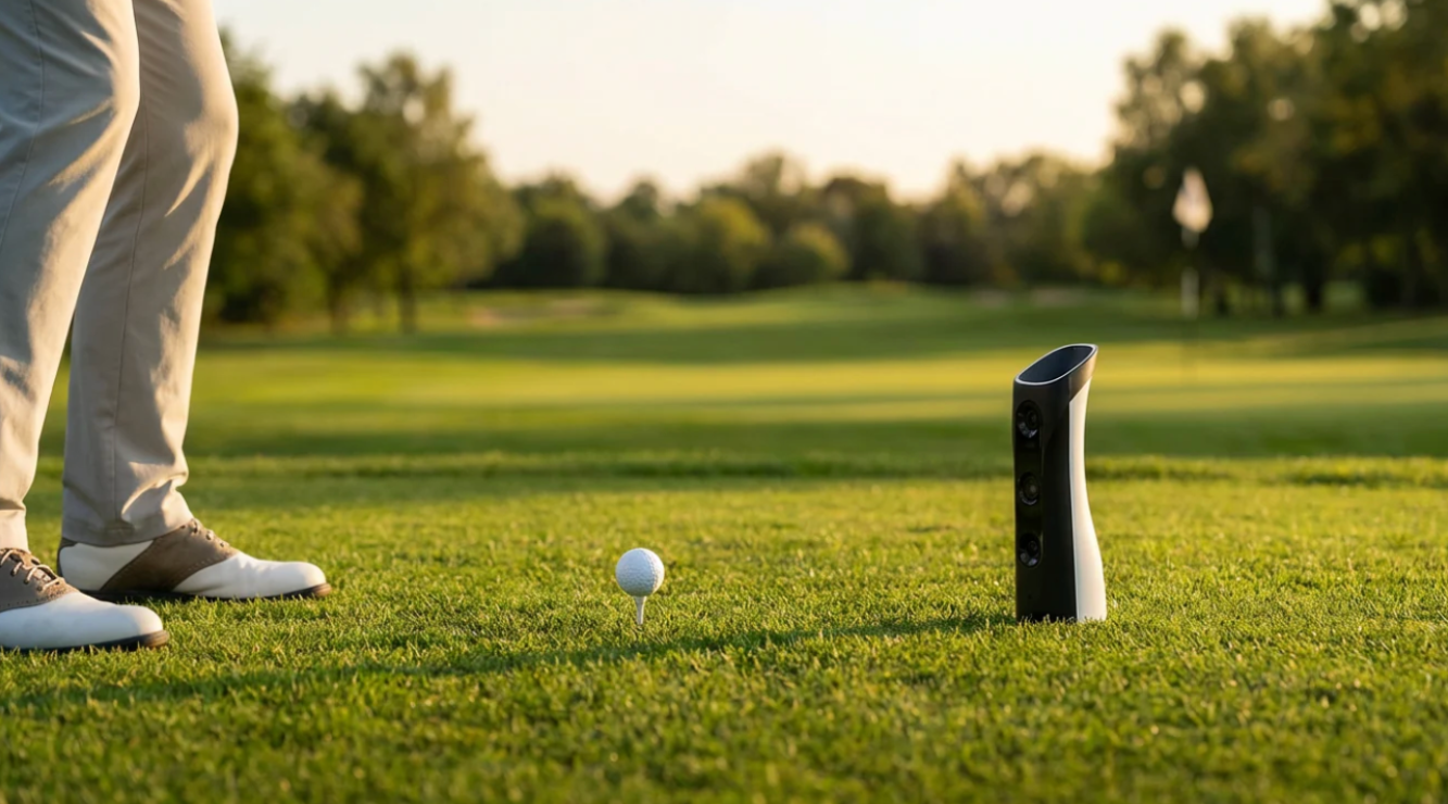 Small portable design of the GOLFJOY Spica 3 golf launch monitor.