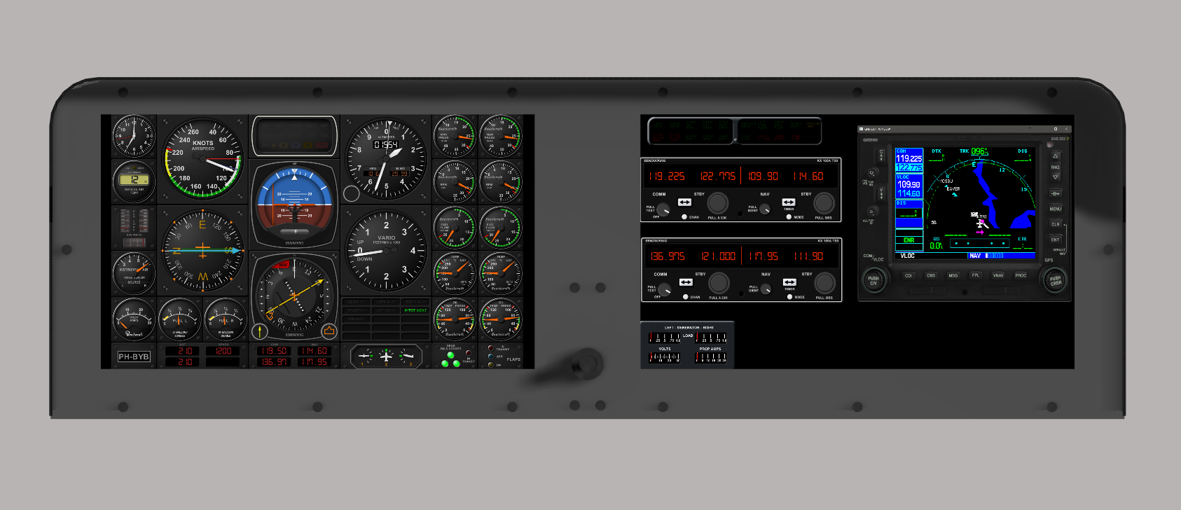 Dual Touchscreen Instrument Panel for Knobster Flight Simulators