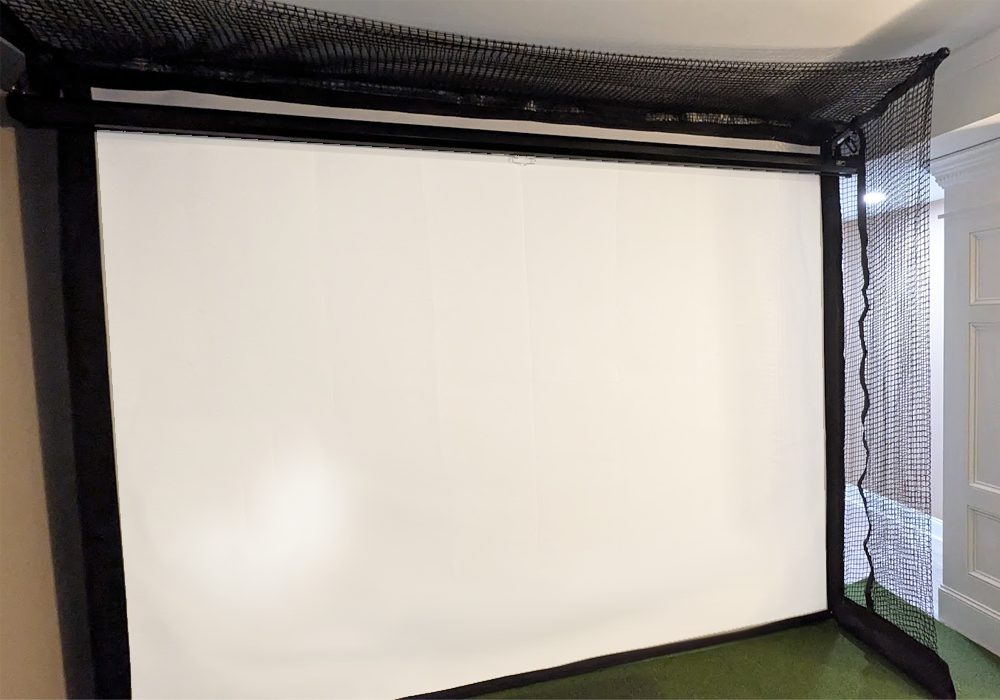 A protective netting system for any golf simulator that prevents stray shots and shanked golf balls from damaging your walls or ceiling.