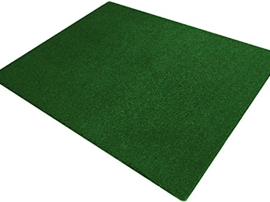 Enhance your indoor golf simulator with the ALLSPORTSYSTEMS Budget Uneekor Eye XO Simulator Kit for Small Rooms with Projector, featuring a rectangular piece of artificial green turf.