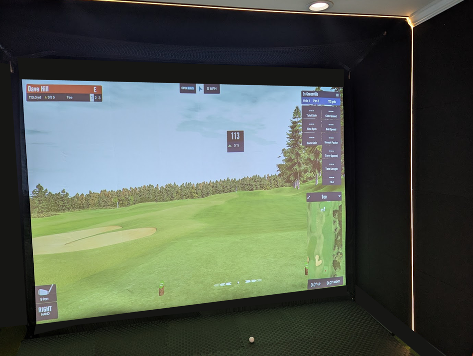 Budget priced wall and ceiling panels for golf simulator installations.