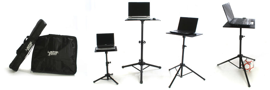 Laptop Tripod stands from Allsportsystems. Stable and durable. Use indoors and outdoors as a convenient and safe work area.