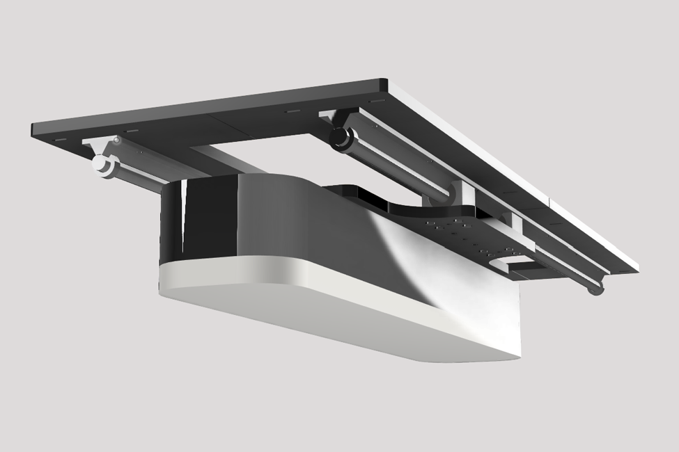 Incredibly strong overhead sliding rail system for golf launch monitors.