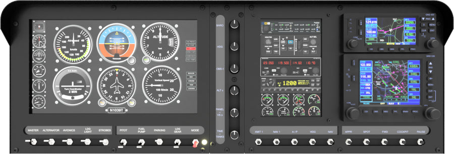 ALLSPORTSYSTEMS Flexible Instrument Panels and Dashes offer analog gauges, digital displays, and navigation controls, making them ideal for a home flight simulator experience.