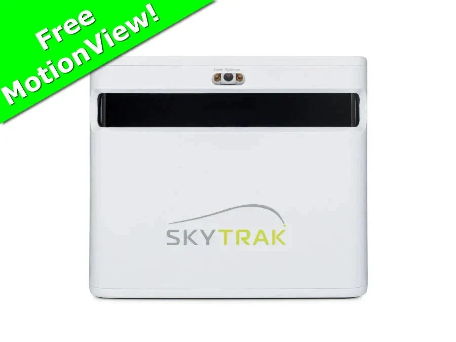 Image of a Fast Bundle Affordable SkyTrak+ Golf Simulator Kit with "Free MotionView!" label in the top left corner.