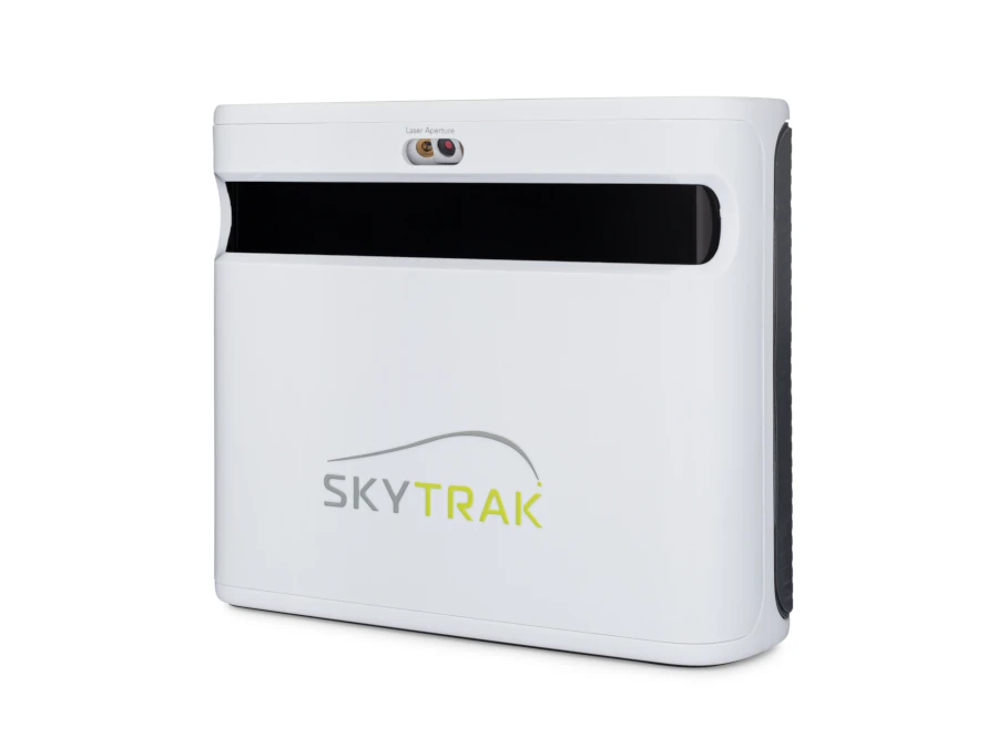 The ALLSPORTSYSTEMS Affordable SkyTrak+ Golf Simulator Kit offers a sleek design with a white monitor and black sensor area, adorned with the signature logo, perfect for creating your own home golf simulator experience.