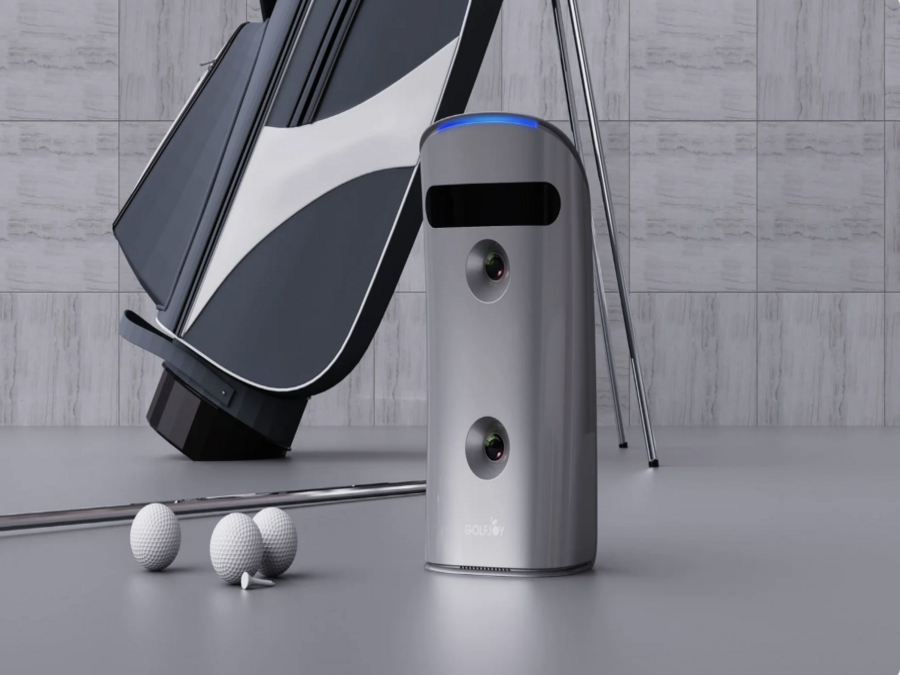 The sleek design and finish of the GOLFJOY GDS PRO portable launch monitor.