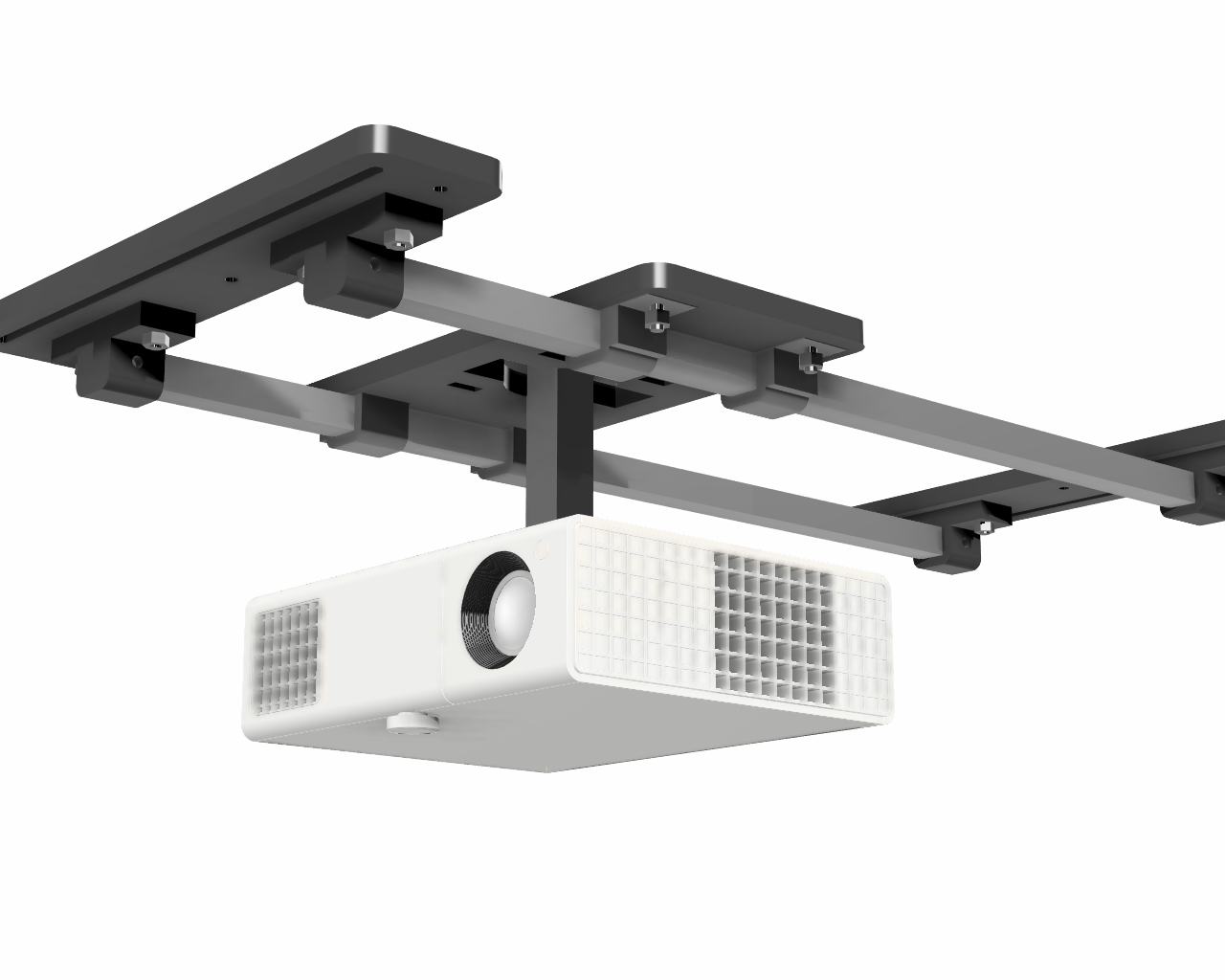 SkyRail Adjustable Sliding Ceiling Projector Mount by AllSportSystems for golf simulators.