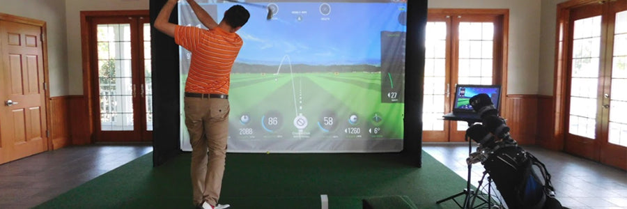 Home Golf Simulator Hitting enclosure from Allsportsystems. Designed for maximum safety to protect your room, compare to Carl's