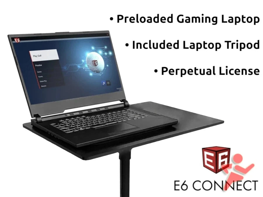 AllSportSystems' Preloaded Gaming Laptop With Stand for SkyTrak Golf Simulators.