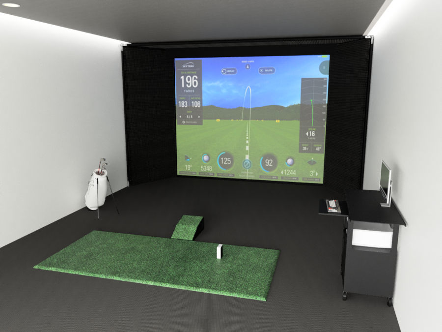 An ALLSPORTSYSTEMS Commercial Golf Simulator Hitting Bay